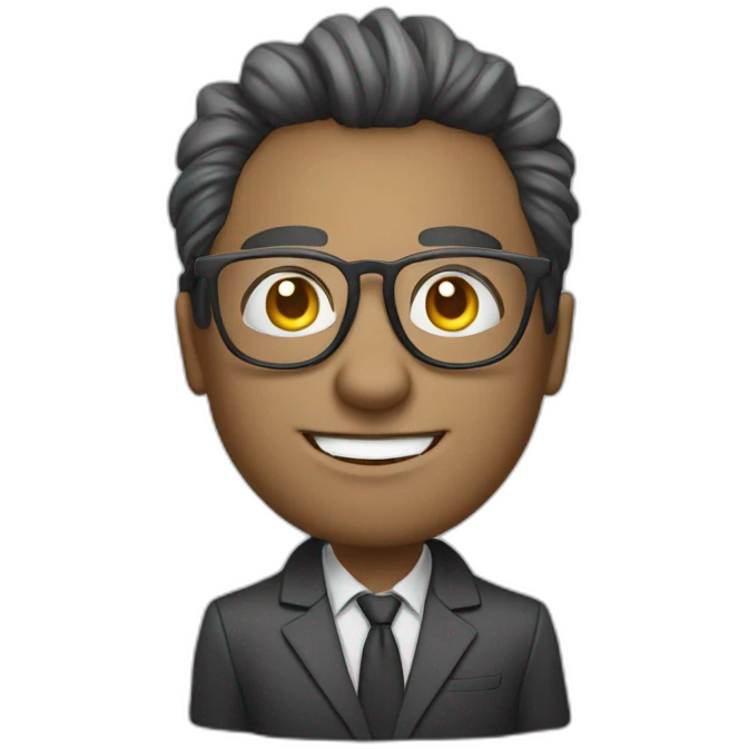 Cool white guy with rimless glasses and long hair successful management consultant emoji