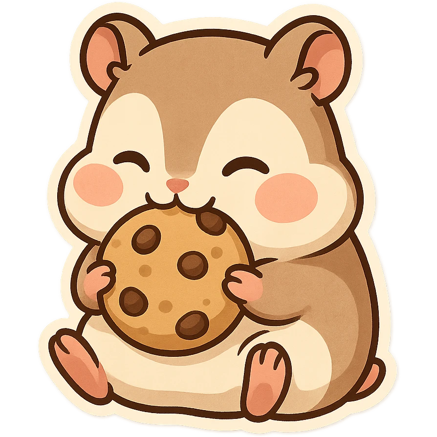 Chibi Hamster Eating Cookie emoji