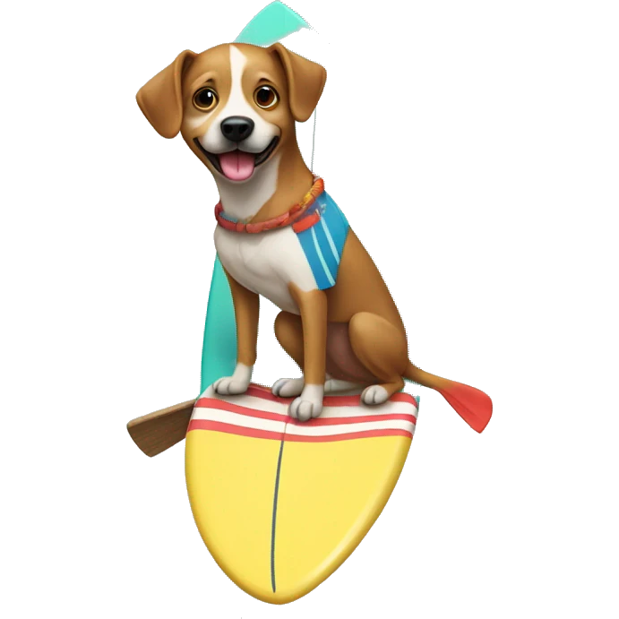 dog with a tutú in a surfing board emoji