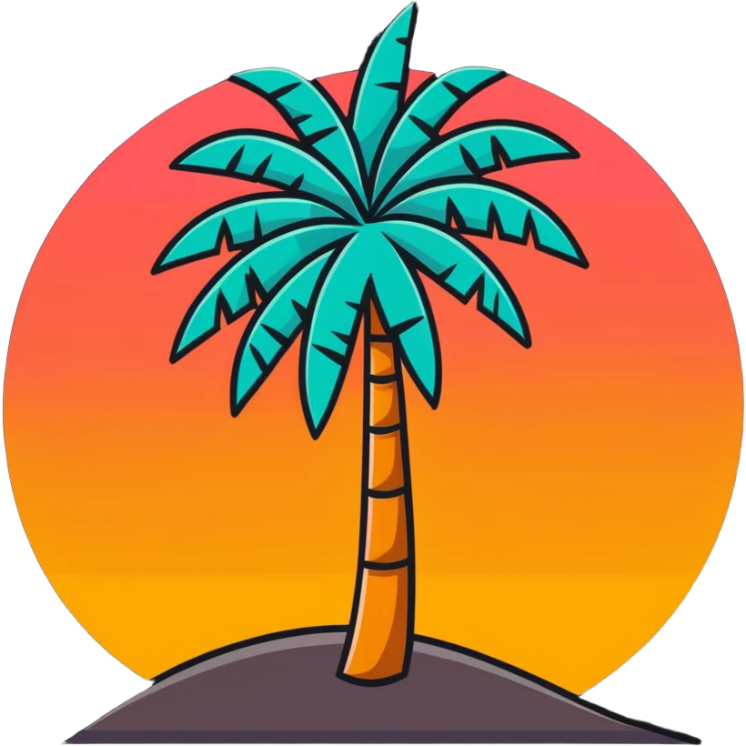 palm tree with sunset emoji