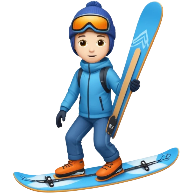 winter clothes boy with skiboard  emoji