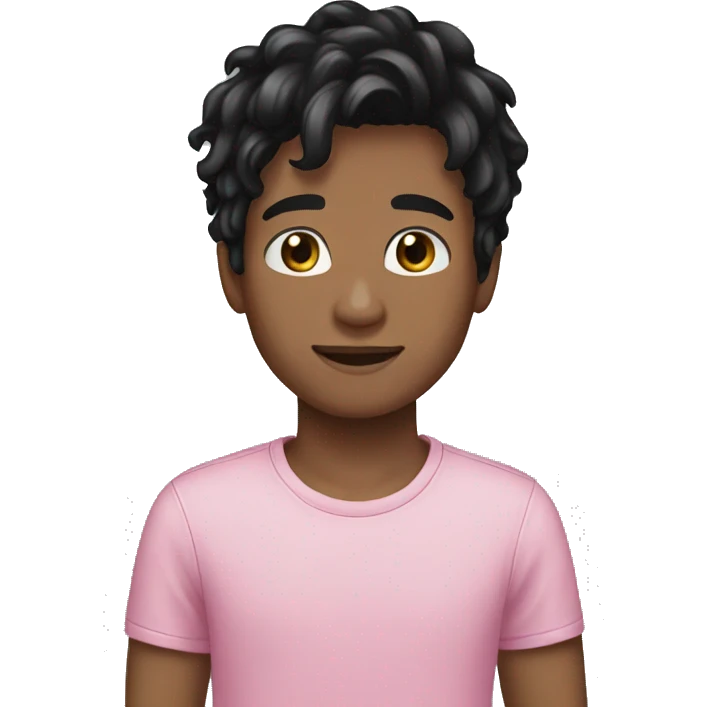 black hair boy LONG hair pink skin emoji