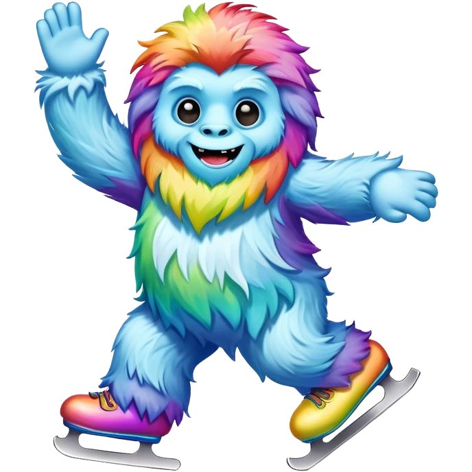 rainbow yeti ice skating  emoji