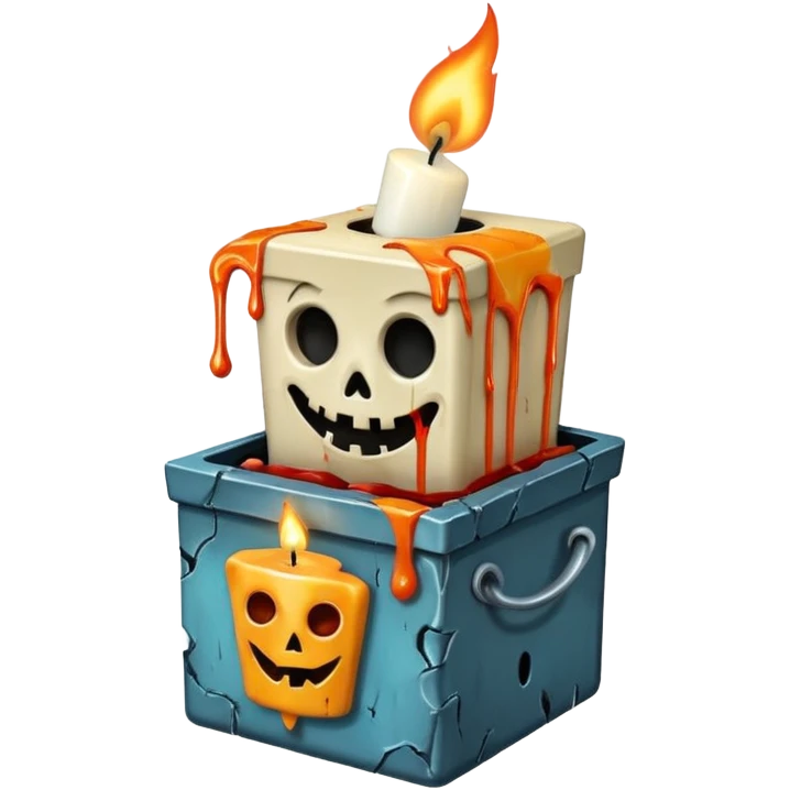 Scary jack in the box with melting candle emoji