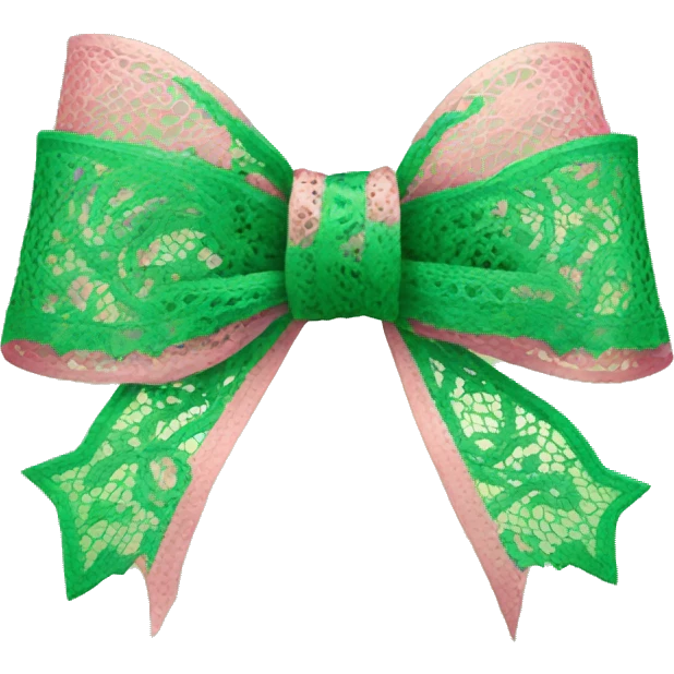 green and pink lace bow emoji