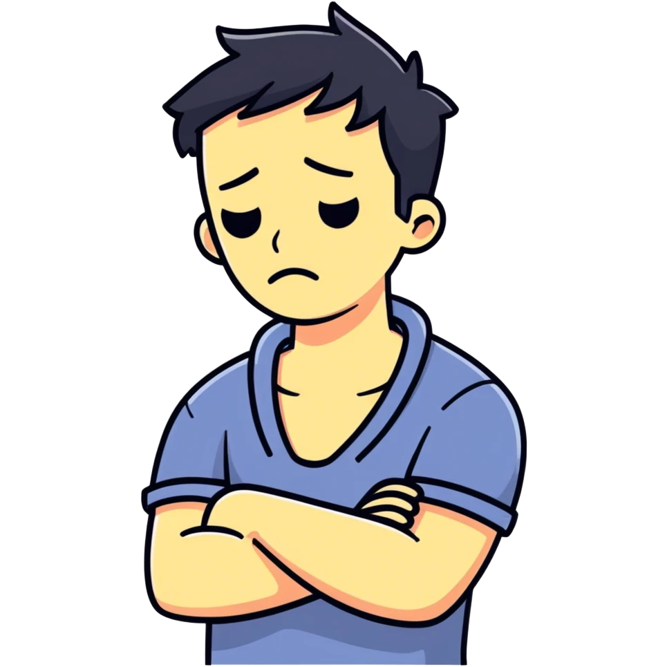 Arms crossed holding neck frustrated  emoji