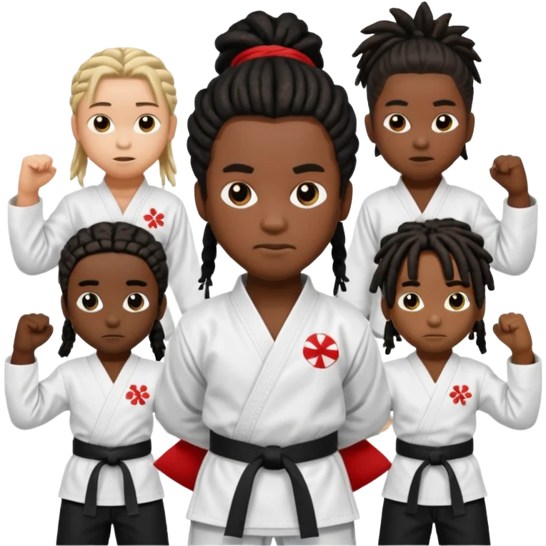 karate kids, black skin, dreadlocks emoji