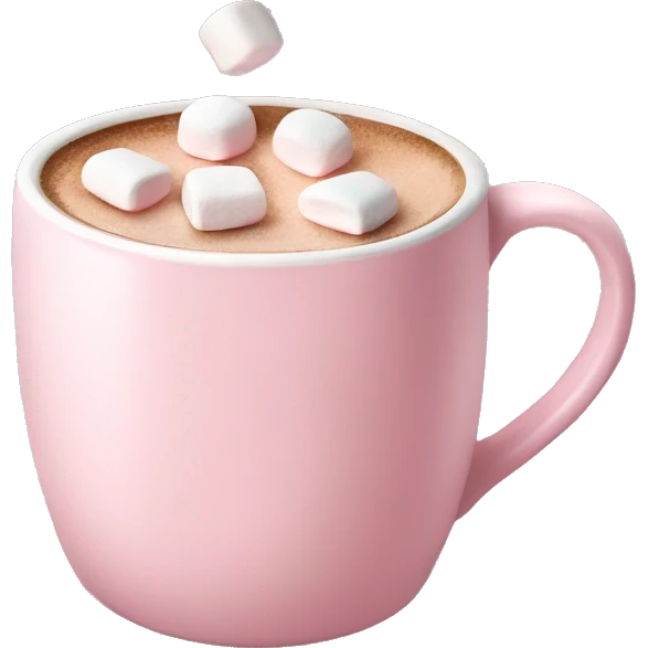 Light Pink mug of hot chocolate with marshmallows  emoji