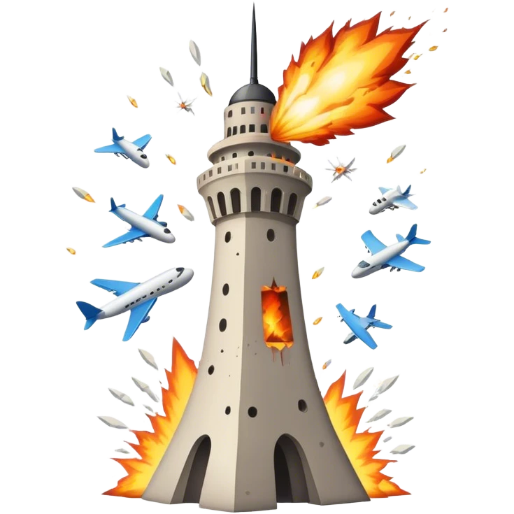 Plane hitting tower and exploding  emoji