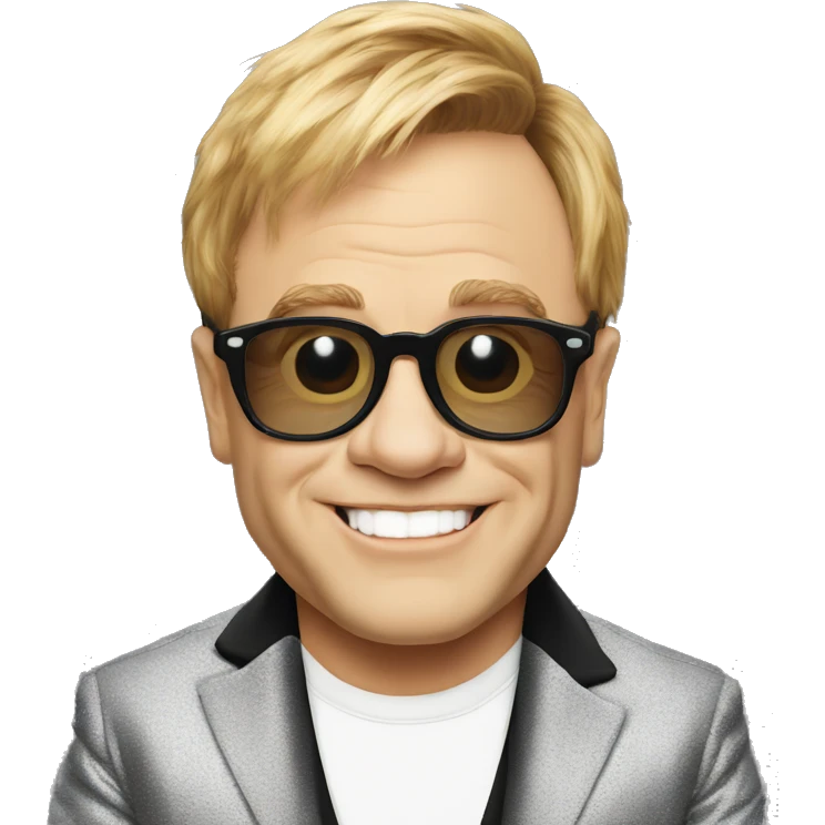 elton john looking at a website emoji