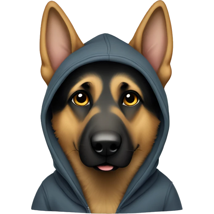 german shepherd wearing a hoodie emoji