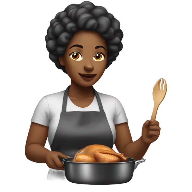 black woman cooking chicken emoji