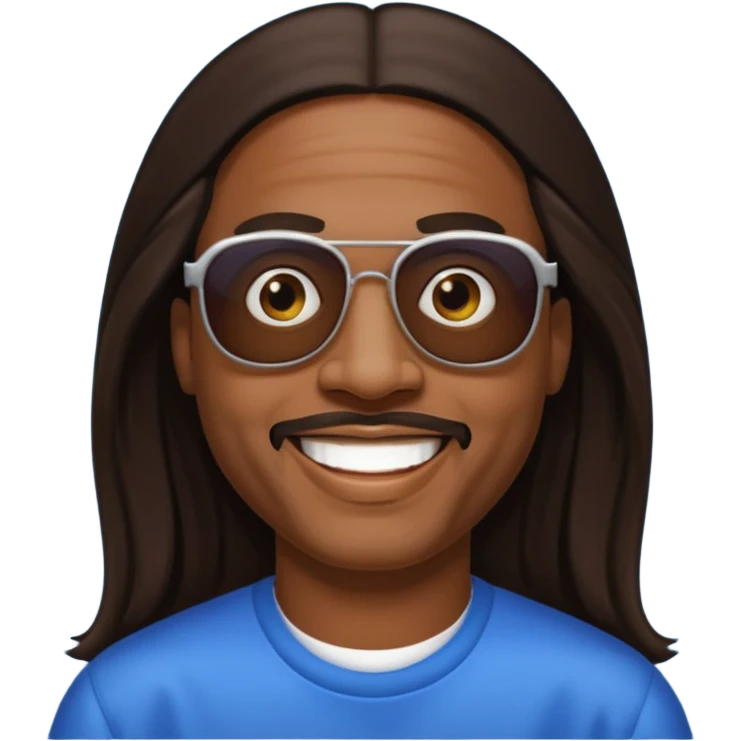 Stevie Wonder with dark brown long hair emoji