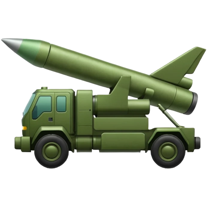 HIMARS rocket launcher, simple form, green military color, recognizable silhouette, emoji style emoji