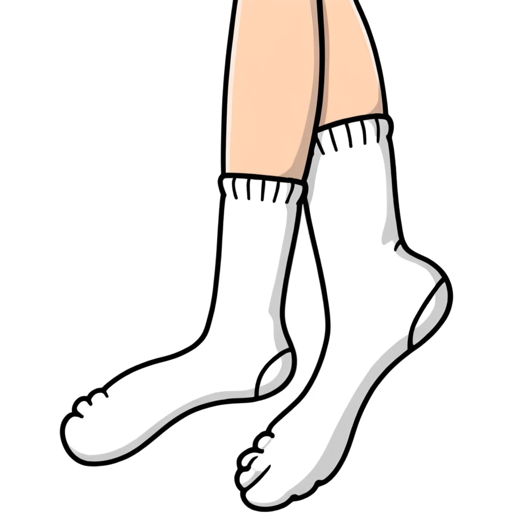 female feet wearing white cotton socks viewed from underneath showing the soles emoji
