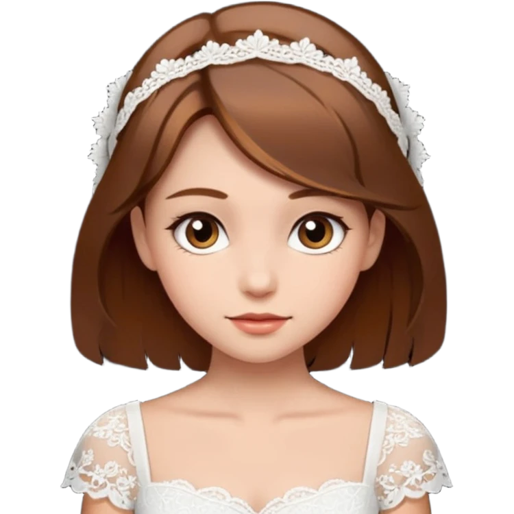 a middle brown hair girl with elegant white dress emoji