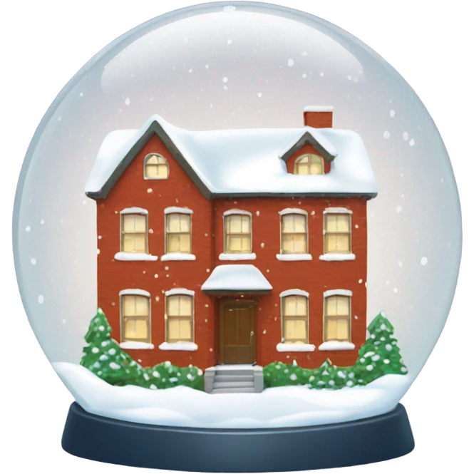Red brick house in snowing snow globe emoji