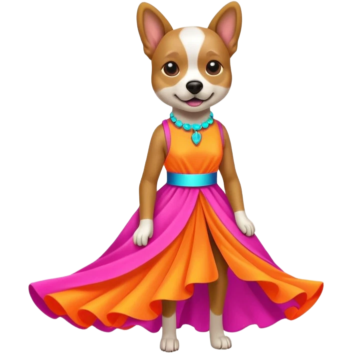 DOG wearring neon fashion dress emoji