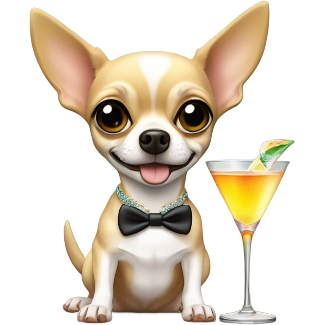 Chihuahua drinking martini￼ emoji