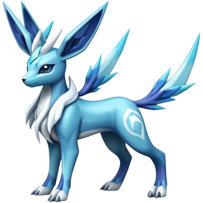 dialga-suicune-Glaceon-hybrid, full body emoji