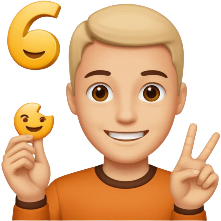 Smiling face holding out a 6 and a 7 emoji