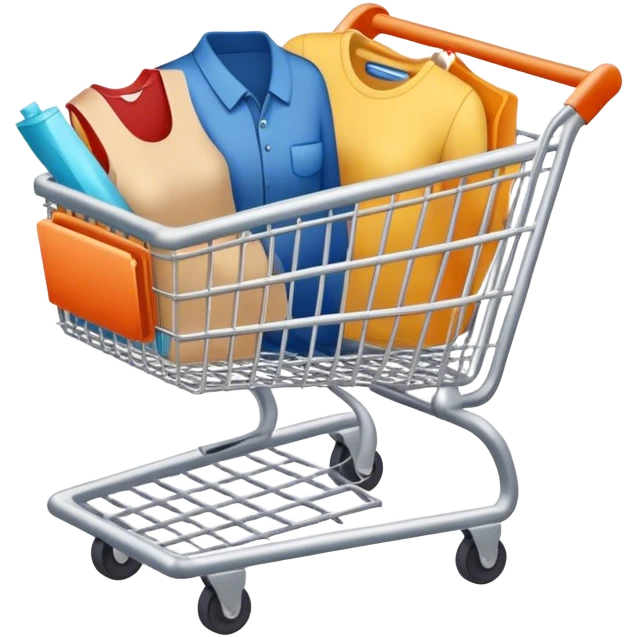 shopping cart load with shopping items cloth emoji