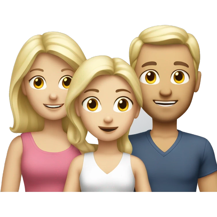 blonde caucasian family of four with 2 girls  emoji