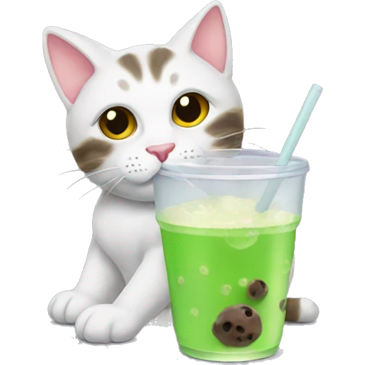 cat drinking boba emoji