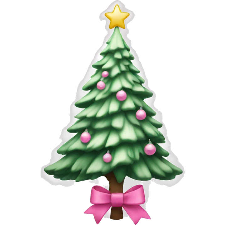 white christmas tree with pink bow emoji