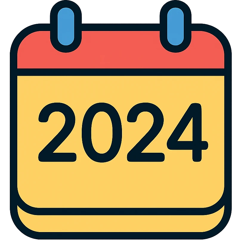 calendar with large 2024 in center, no dates or months, modern clear style emoji