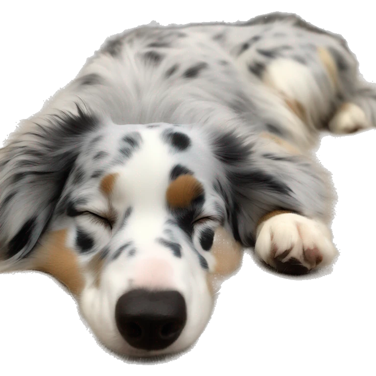 Blue Merle Australian shepherd sleeping on his back emoji