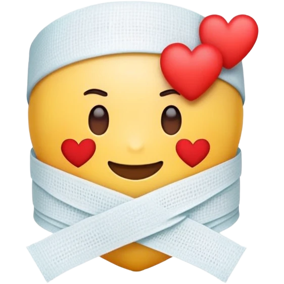 A cute "get well soon" emoji with a heart wearing a bandage emoji