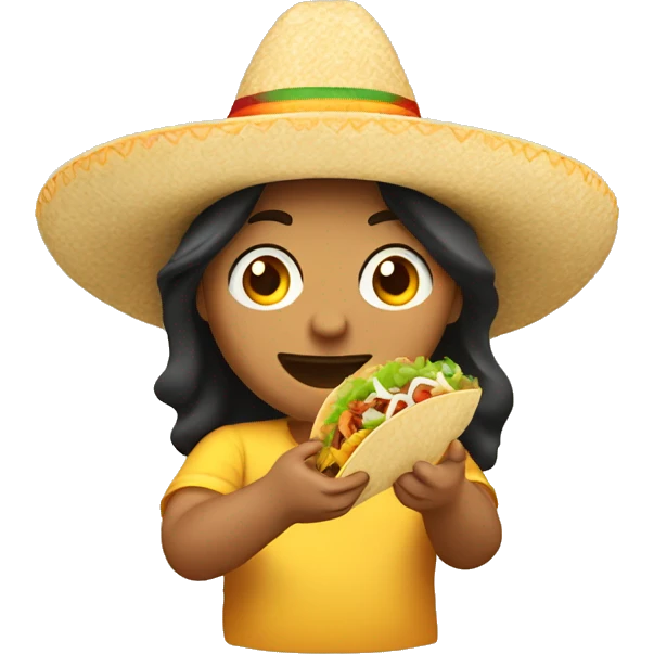 hispanic eating tacos with sombrero hat emoji