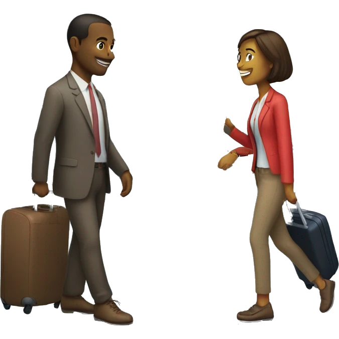 Couple about to board plane with drinks emoji