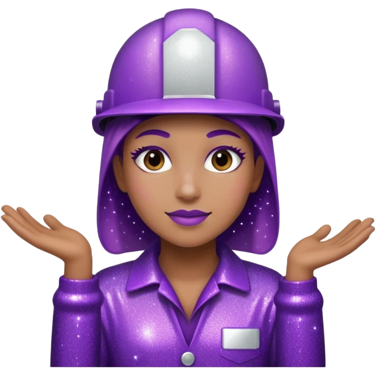 industrial worker wearing glitter purple glittery clothes emoji
