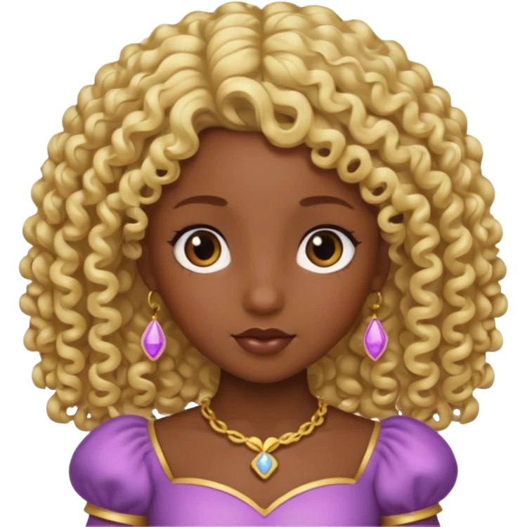 blonde curly haired princesse dark face emoji