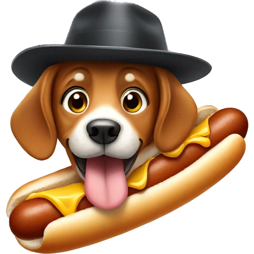 Hot dog with a hat emoji