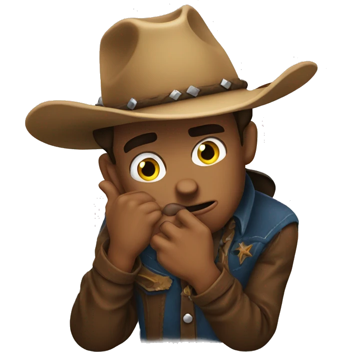 Cowboy biting his nails scared emoji