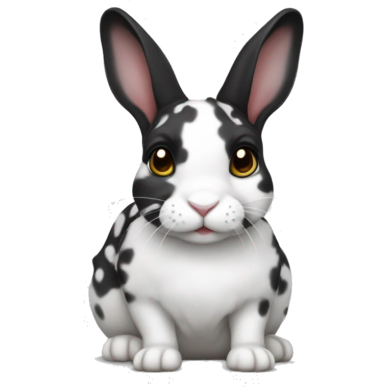 black and white spotted mini rex rabbit emoji