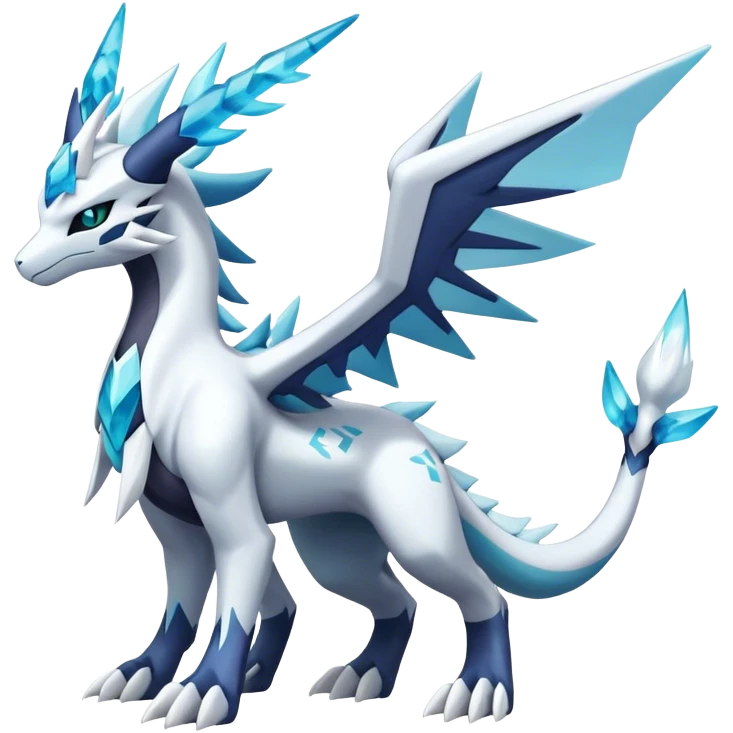 Kyurem-reshiram-Glaceon-dialga-suicune-hybrid, full body emoji