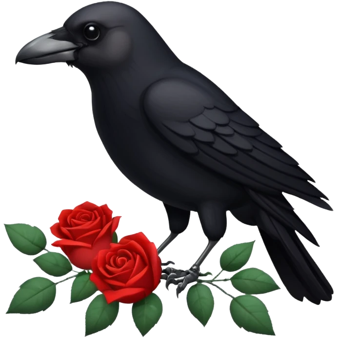 Crow with white roses emoji