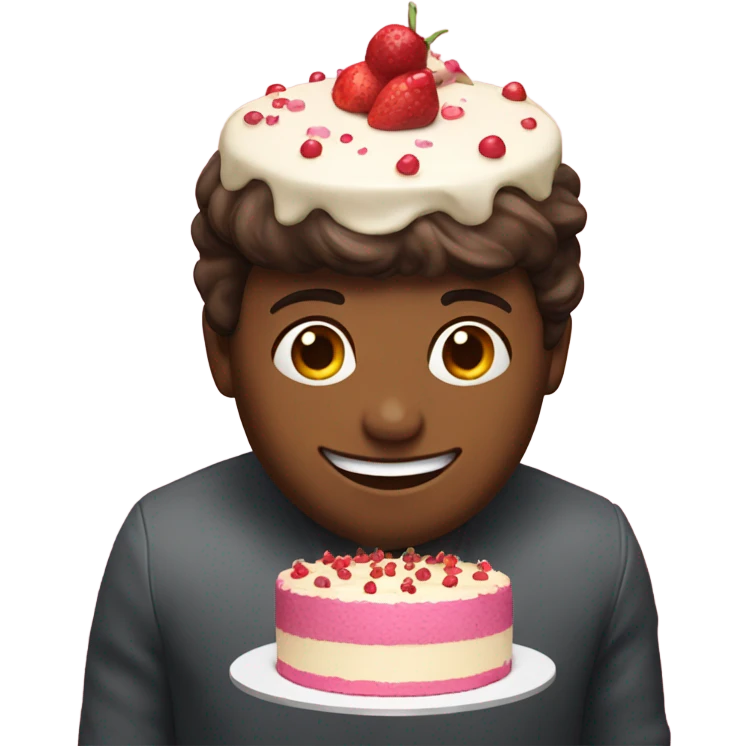 person with a cake as a head emoji
