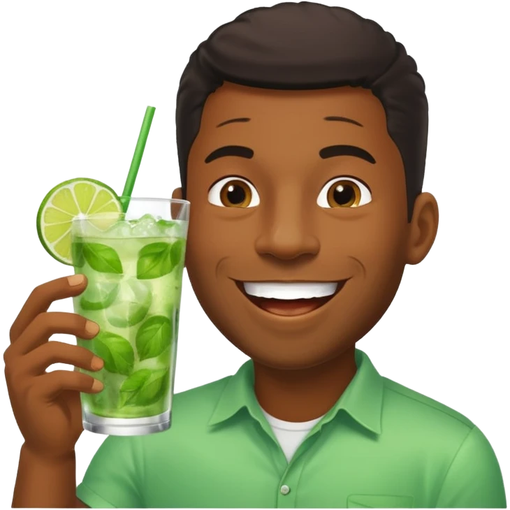 Black man chugging a large mojito emoji