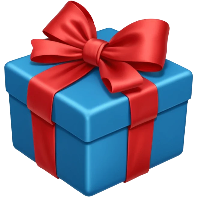 blue box with a red bow emoji