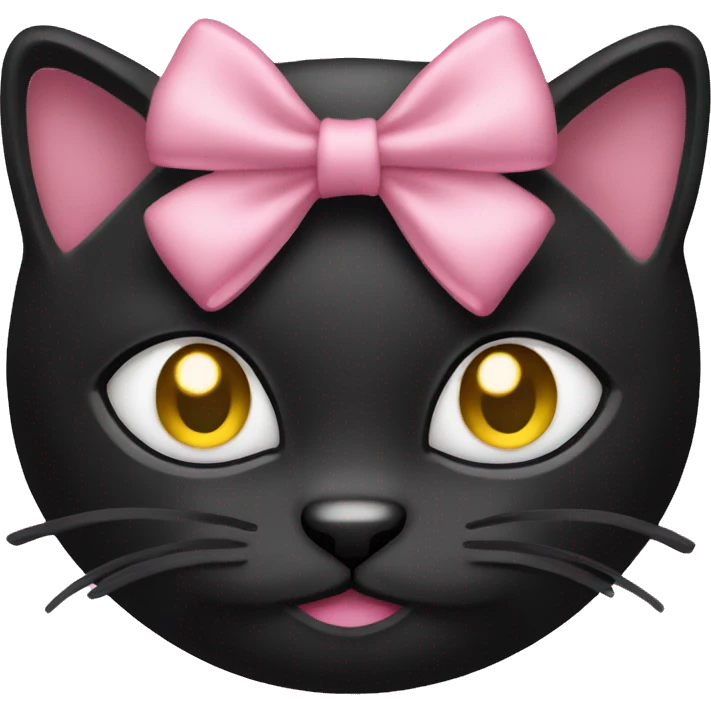 black cat with gold eyes pink bow emoji
