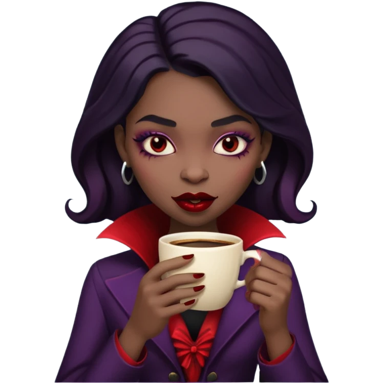 black girl vampire drinking coffee emoji