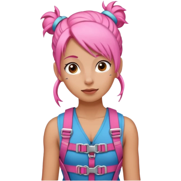 climber girl with pink bun hair emoji