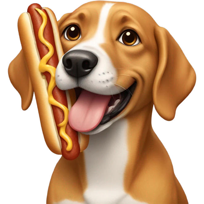 Dog eating a hot dog emoji