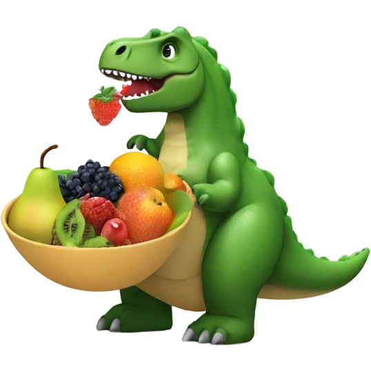 Dinosaur eating a bowl of fruit emoji