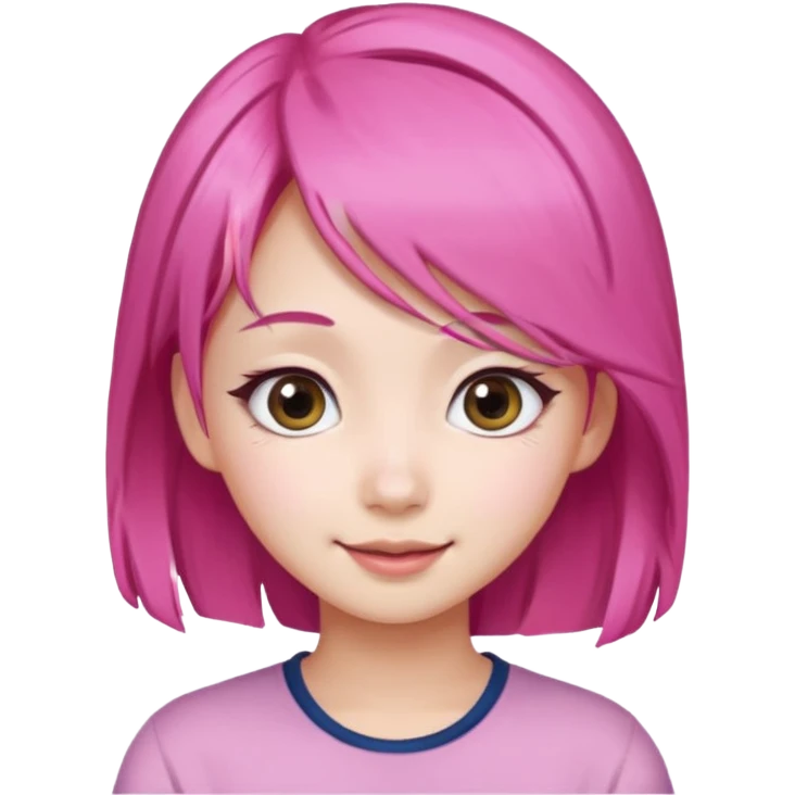 emoji An Asian girl with  pink hair, big eyes,sweet
 emoji